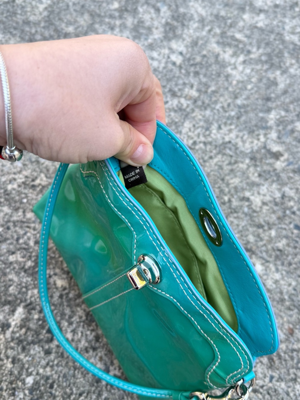 Coach Y2K Patent Leather Mini Purse Green Teal Glossy Vintage - Picture 11 of 16